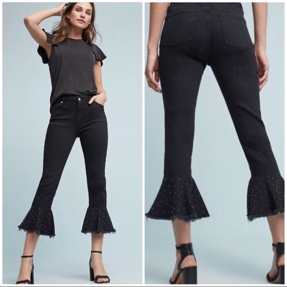 Anthropologie Denim - Anthropologie Pilcro High Rise Crop Flares Black